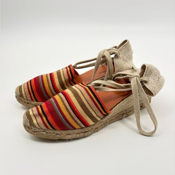 Andre Assous Red and Orange Espadrilles with Jute Sole - Picture 1 of 7